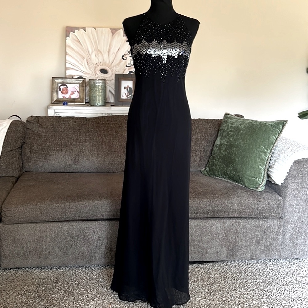 Vintage‎ CACHET Black Beaded
Spaghetti Strap Evening Cocktail Midi Dress …